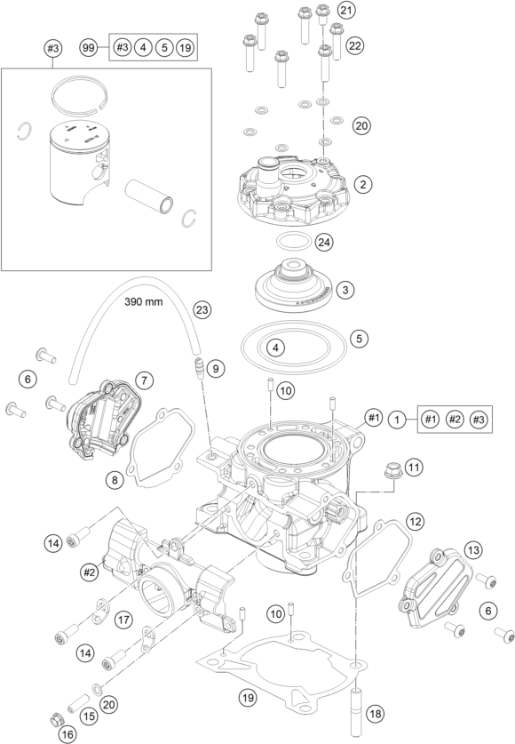 Sprängskiss: Cylinder – KTM 85 SX 17/14 2025