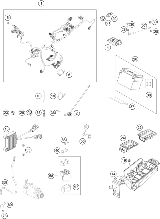 Sprängskiss: Wiring Harness – KTM 150 XC-W 2026
