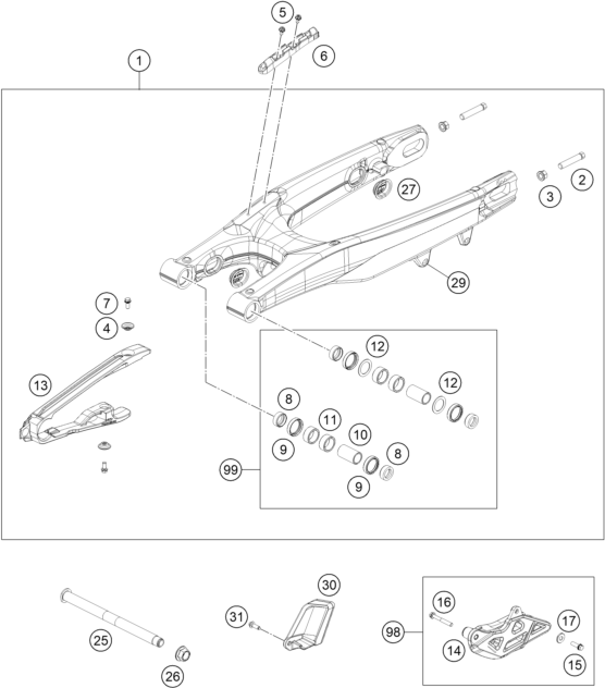 Sprängskiss: Swing Arm – KTM 450 SMR 2026
