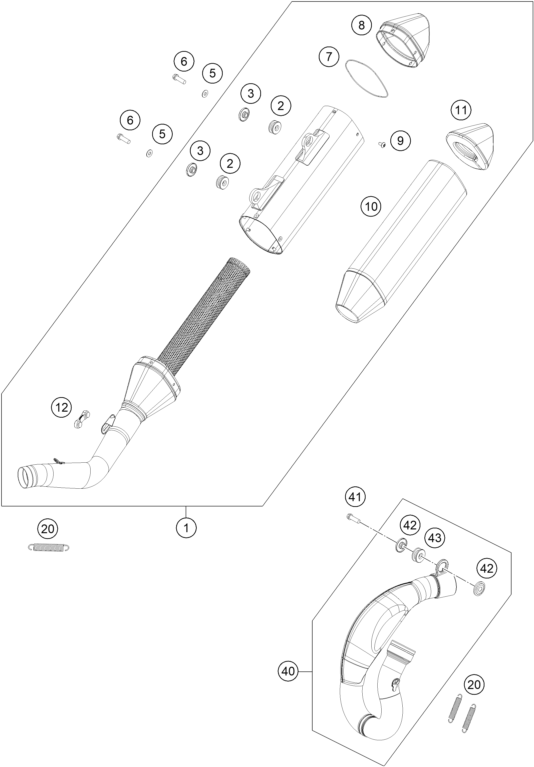 Sprängskiss: Exhaust System – KTM 450 XC-F 2026
