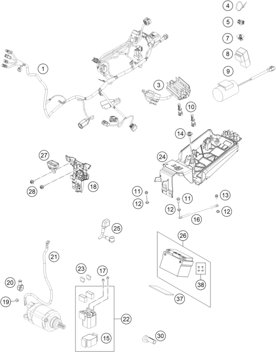 Sprängskiss: Wiring Harness – KTM 250 XC-F 2026
