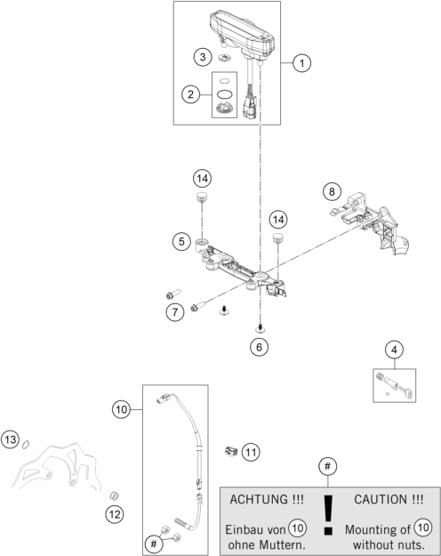 Sprängskiss: Instruments / Lock System – KTM 125 XC-W 2026