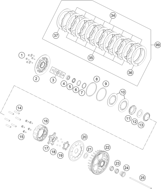 Sprängskiss: Clutch – KTM 450 SMR 2026