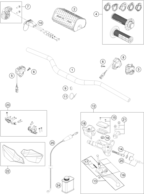 Sprängskiss: Handlebar, Controls – KTM 300 EXC 6DAYS CKD 2026
