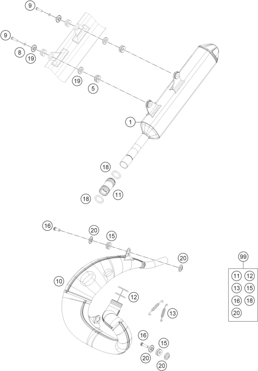 Sprängskiss: Exhaust System – KTM 300 XC-W FACTORY EDITION 2025