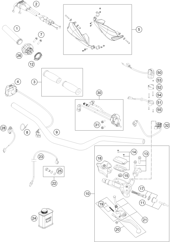 Sprängskiss: Handlebar, Controls – KTM KTM 450 RALLY REPLICA 2025