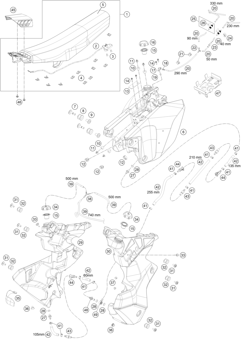 Sprängskiss: Tank, Seat – KTM KTM 450 RALLY REPLICA 2025