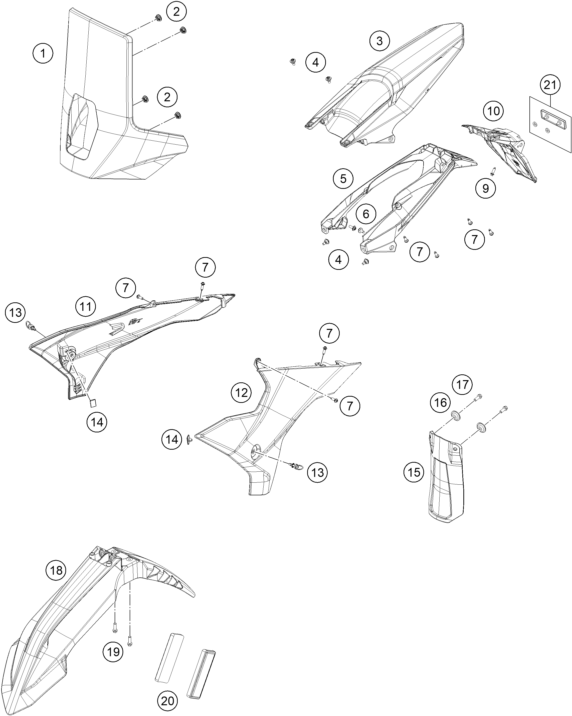 Sprängskiss: Mask, Fenders – KTM KTM 450 RALLY REPLICA 2027