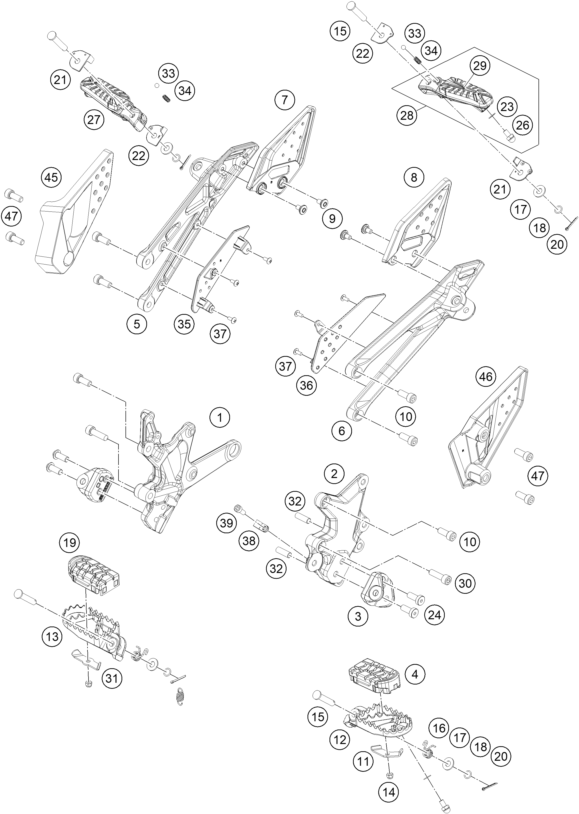 Sprängskiss: Footpegs – KTM 390 SMC R - B.D. 2026