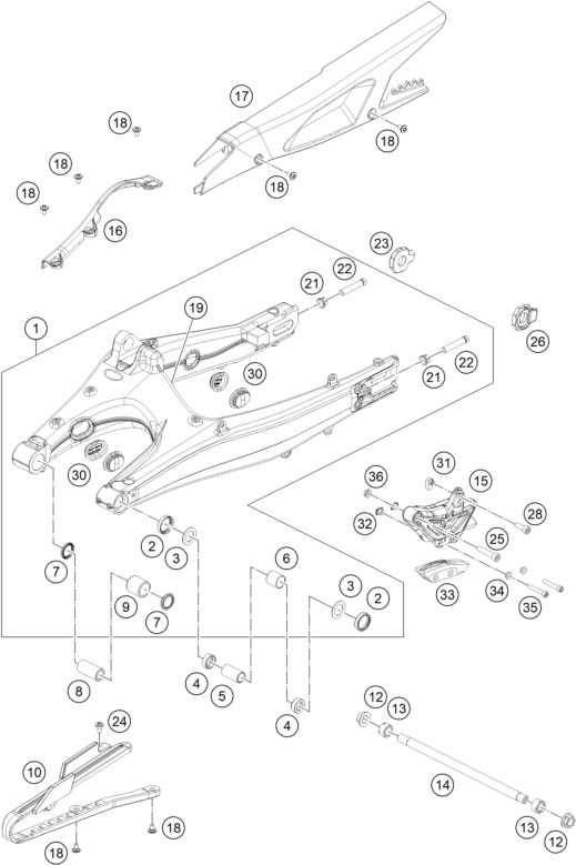 Sprängskiss: Swing Arm – KTM 390 SMC R - B.D. 2026