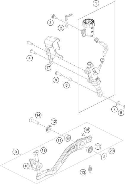 Sprängskiss: Rear Brake Control – KTM 390 SMC R - B.D. 2026