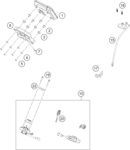 Sprängskiss: Instruments / Lock System – KTM 390 ADVENTURE R - B.D. 2026