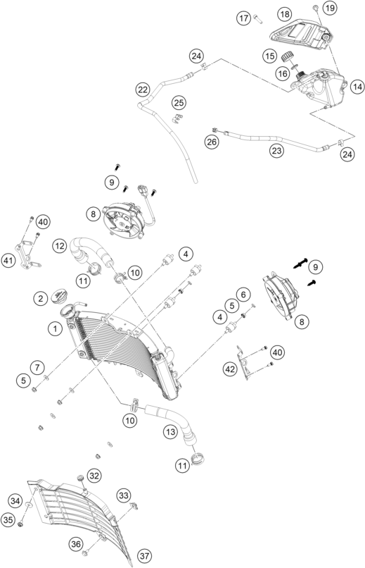 Sprängskiss: Cooling System – KTM 390 SMC R - B.D. 2026