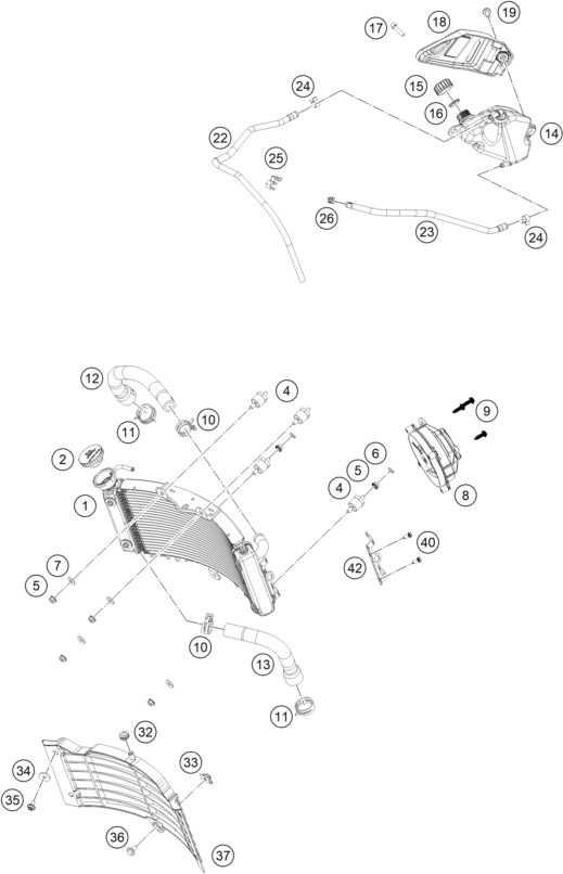 Sprängskiss: Cooling System – KTM 125 ENDURO R - B.D. 2026