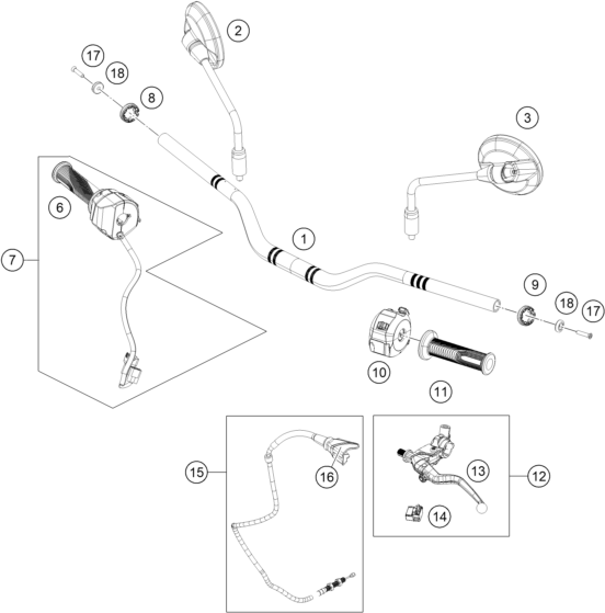Sprängskiss: Handlebar, Controls – KTM 390 SMC R - B.D. 2026