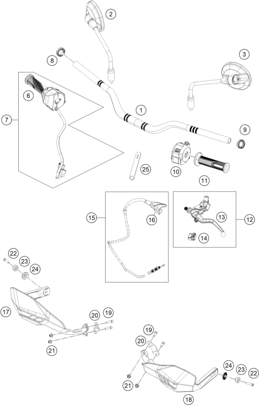 Sprängskiss: Handlebar, Controls – KTM 390 ENDURO R - B.D. 2026
