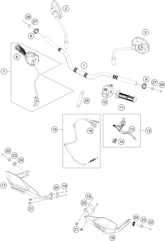 Sprängskiss: Handlebar, Controls – KTM 125 ENDURO R - B.D. 2026