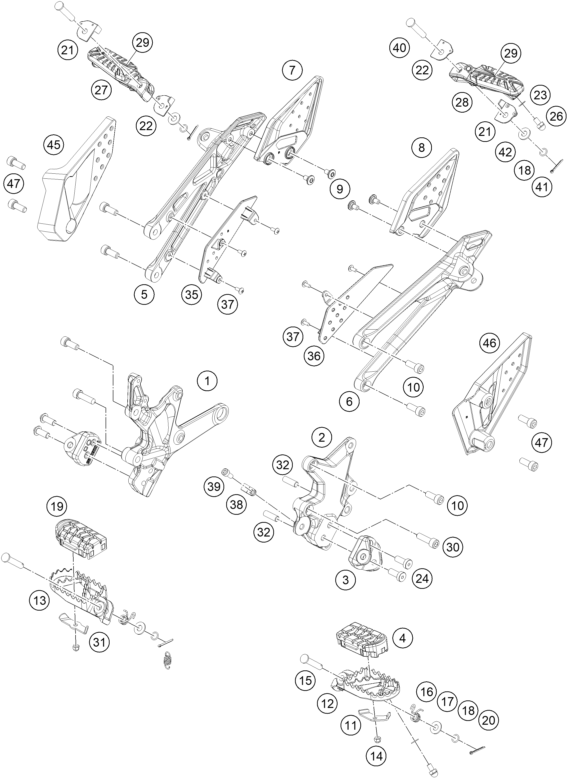 Sprängskiss: Footpegs – KTM 390 ADVENTURE X, white-B.D. 2026