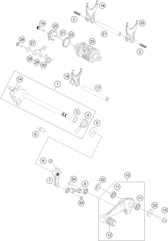 Sprängskiss: Shifting Mechanism – KTM 125 SMC R 2025