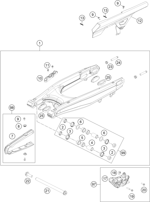 Sprängskiss: Swing Arm – KTM 690 SMC R 2 2026
