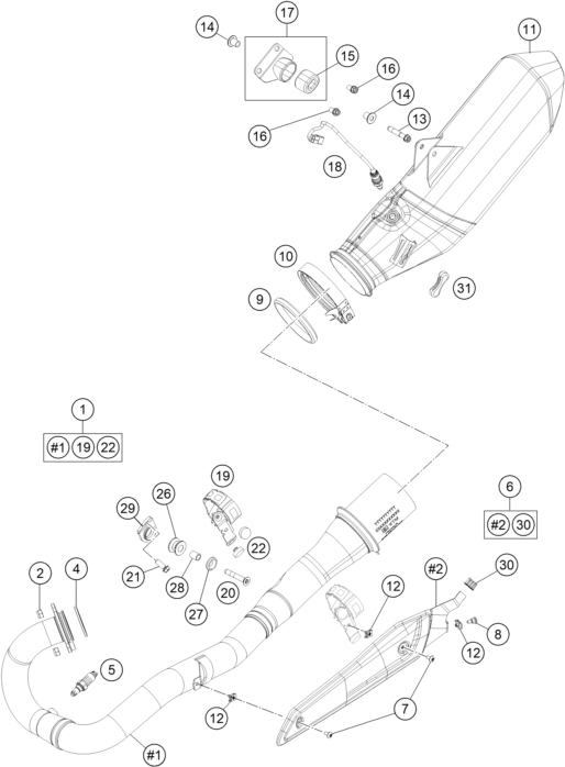 Sprängskiss: Exhaust System – KTM 690 SMC R 2 2026