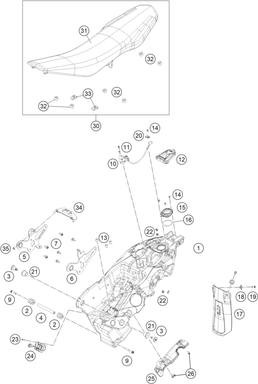 Sprängskiss: Tank, Seat – KTM 690 SMC R 2026