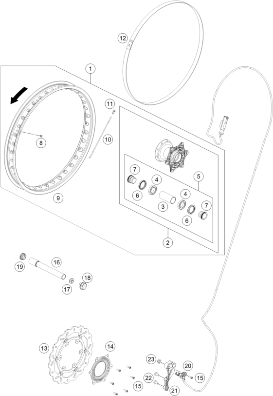 Sprängskiss: Front Wheel – KTM 690 ENDURO R 2 2026