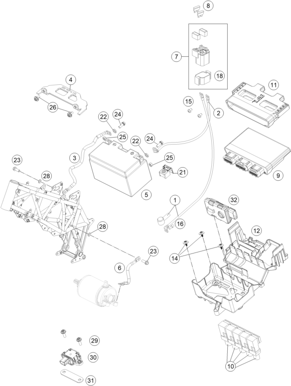 Sprängskiss: Battery – KTM 690 SMC R 2 2026