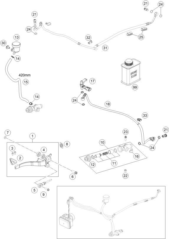 Sprängskiss: Rear Brake Control – KTM 690 SMC R 2 2026