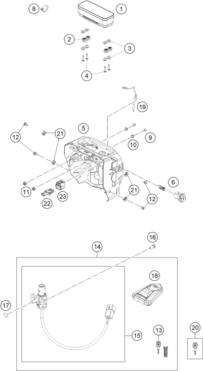 Sprängskiss: Instruments / Lock System – KTM 690 SMC R 2 2026