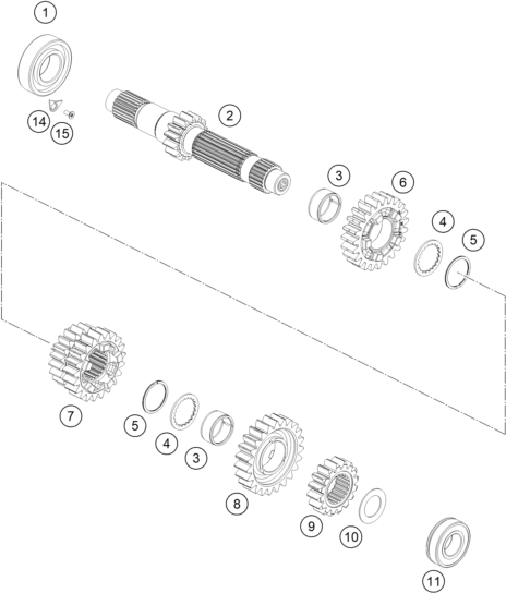 Sprängskiss: Transmission I - Main Shaft – KTM 690 SMC R 2 2026