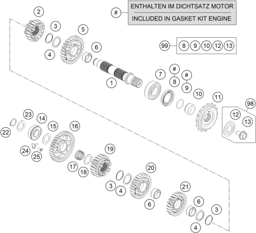 Sprängskiss: Transmission II - Countershaft – KTM 690 SMC R 2 2026