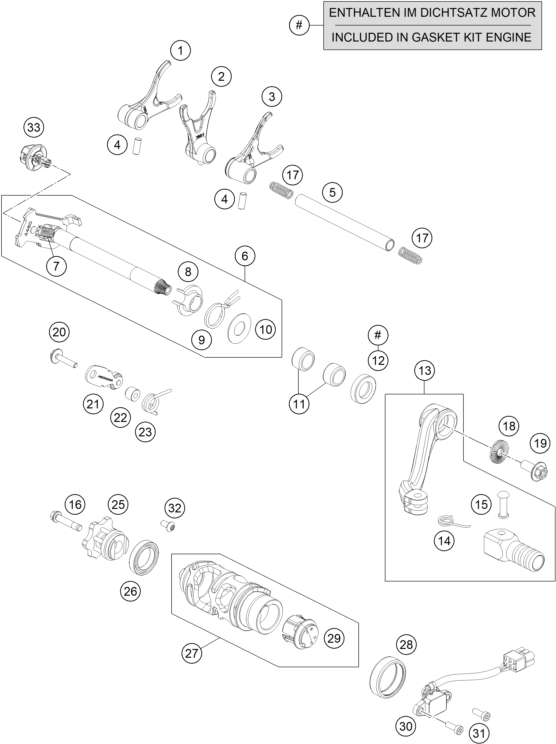 Sprängskiss: Shifting Mechanism – KTM 690 SMC R 2 2026