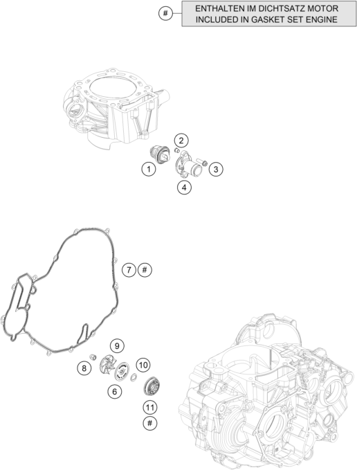 Sprängskiss: Water Pump – KTM 690 SMC R 2 2026