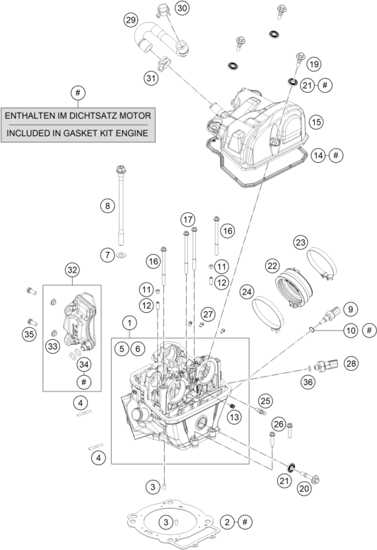 Sprängskiss: Cylinder Head – KTM 690 SMC R 2 2026