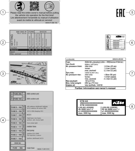 Sprängskiss: Technic Information Sticker – KTM 690 SMC R 2 2026