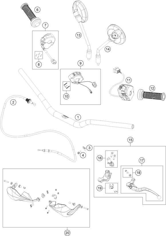 Sprängskiss: Handlebar, Controls – KTM 890 ADVENTURE R RALLY 2026