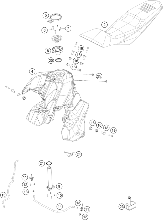 Sprängskiss: Tank, Seat – KTM 890 ADVENTURE R 2025