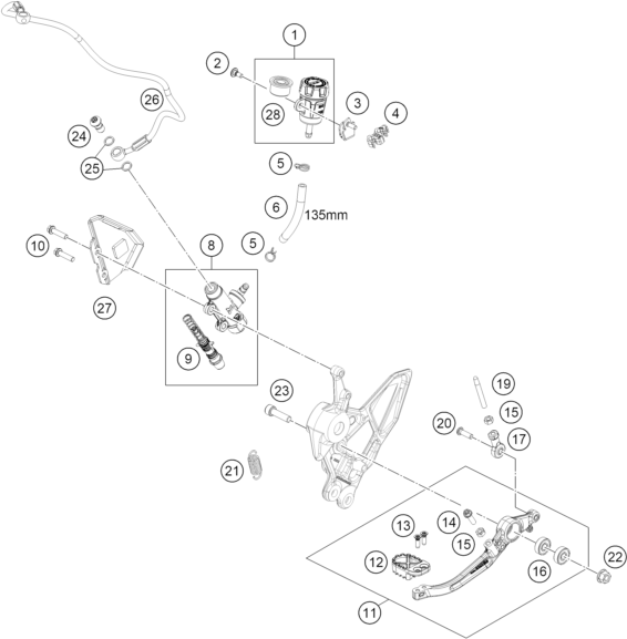 Sprängskiss: Rear Brake Control – KTM 890 ADVENTURE R RALLY 2026
