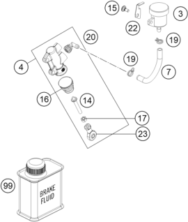 Sprängskiss: Rear Brake Control – KTM 1390 SUPER DUKE R, black, Display 2025