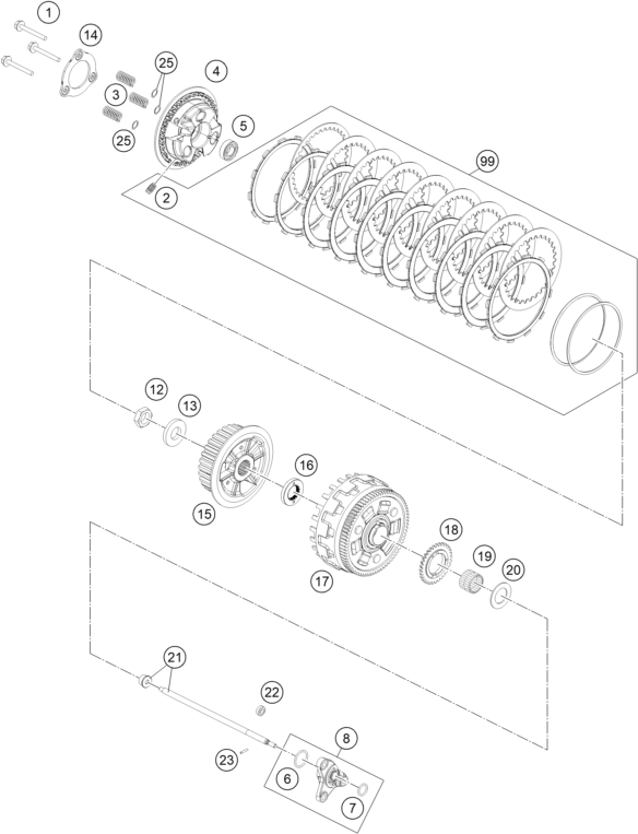 Sprängskiss: Clutch – KTM 1390 SUPER DUKE RR 2026