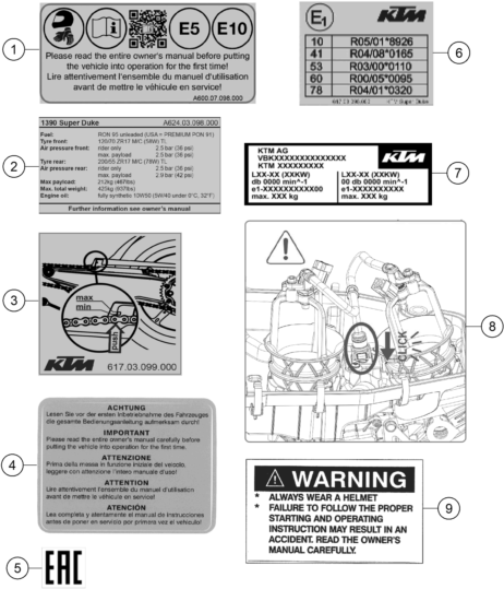 Sprängskiss: Technic Information Sticker – KTM 1390 SUPER DUKE R EVO, black 2025
