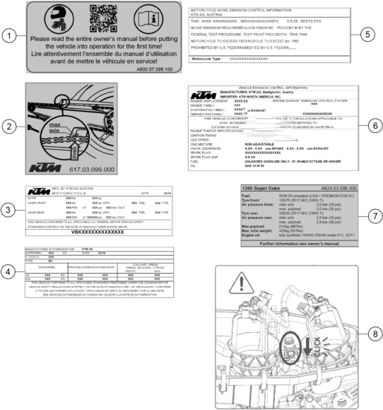 Sprängskiss: Technic Information Sticker – KTM 1390 SUPER DUKE R EVO, black 2025