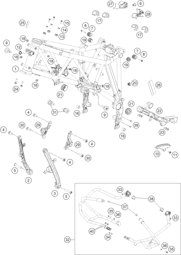 Sprängskiss: Frame – KTM 1390 SUPER ADVENTURE R OT 2026