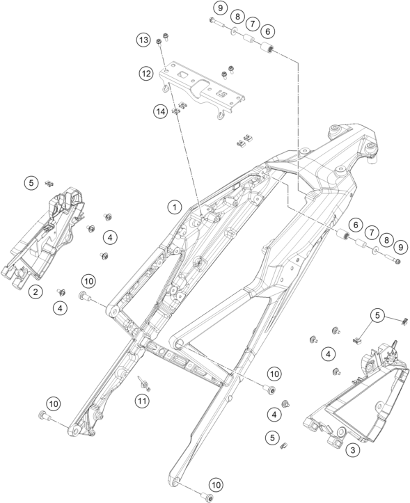 Sprängskiss: Subframe – KTM 1390 SUPER ADVENTURE S EVO, orange 2027