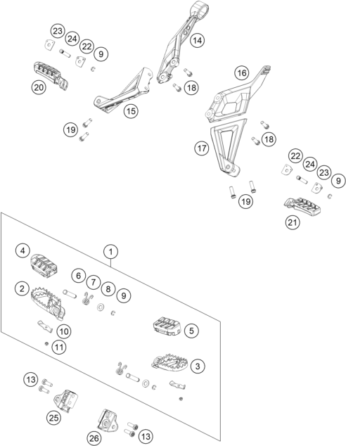 Sprängskiss: Footpegs – KTM 1390 SUPER ADVENTURE S EVO, orange 2027