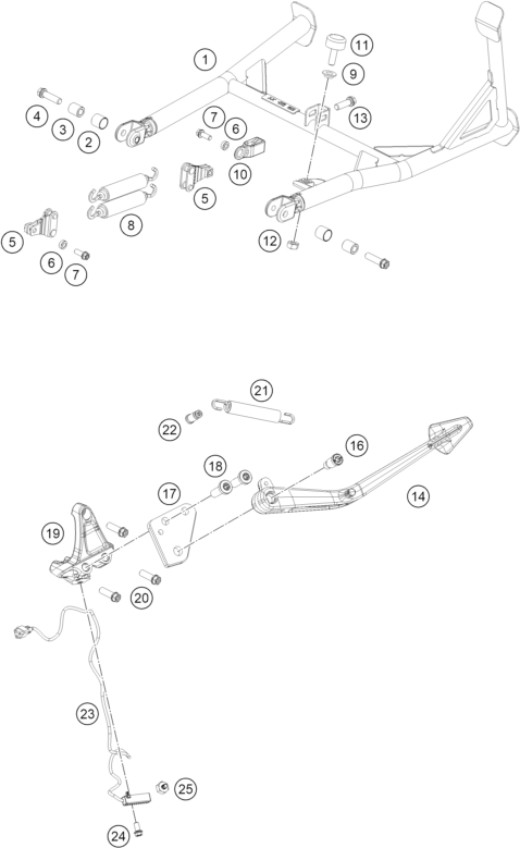 Sprängskiss: Side / Center Stand – KTM 1390 SUPER ADVENTURE S EVO, orange 2027