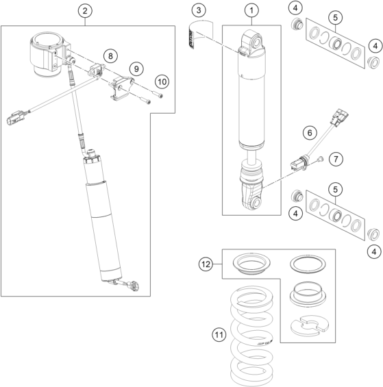 Sprängskiss: Shock Absorber Disassembled – KTM 1390 SUPER ADVENTURE S EVO, orange 2027
