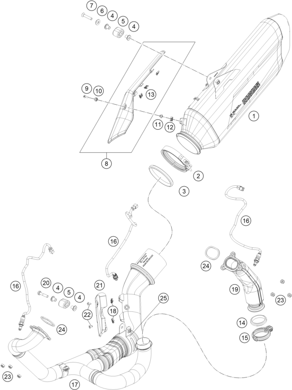 Sprängskiss: Exhaust System – KTM 1390 SUPER ADVENTURE S EVO, orange 2027