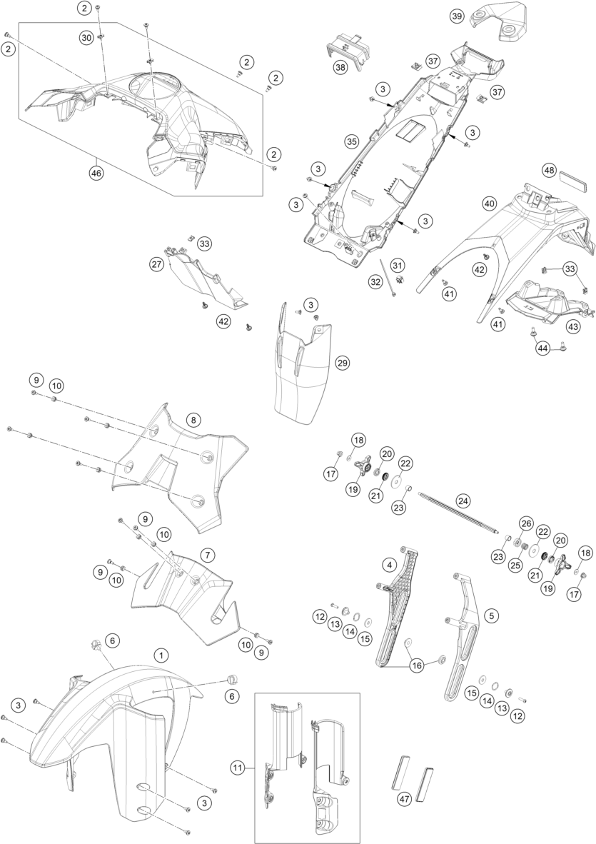 Sprängskiss: Mask, Fenders – KTM 1390 SUPER ADVENTURE R OT 2026